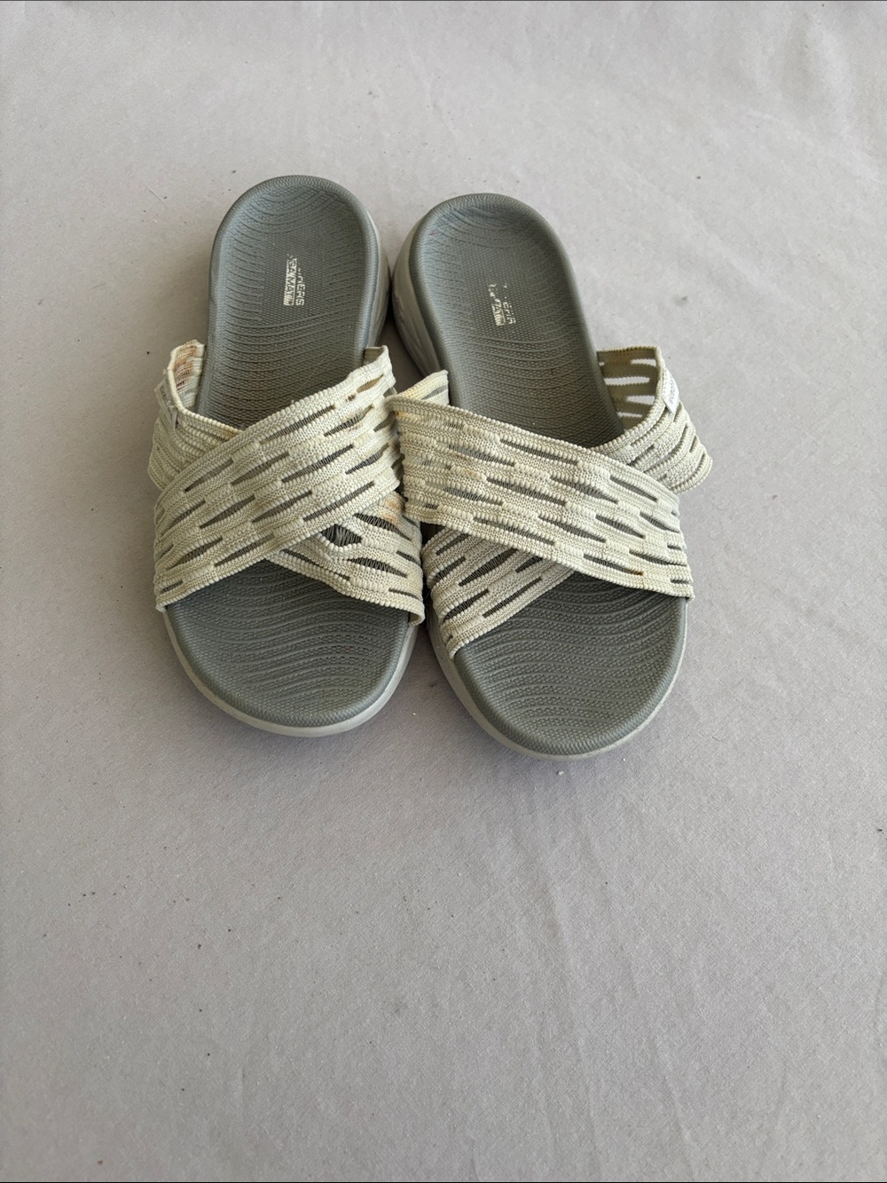 Skechers Women's Slide Sandals in Gray and Cream